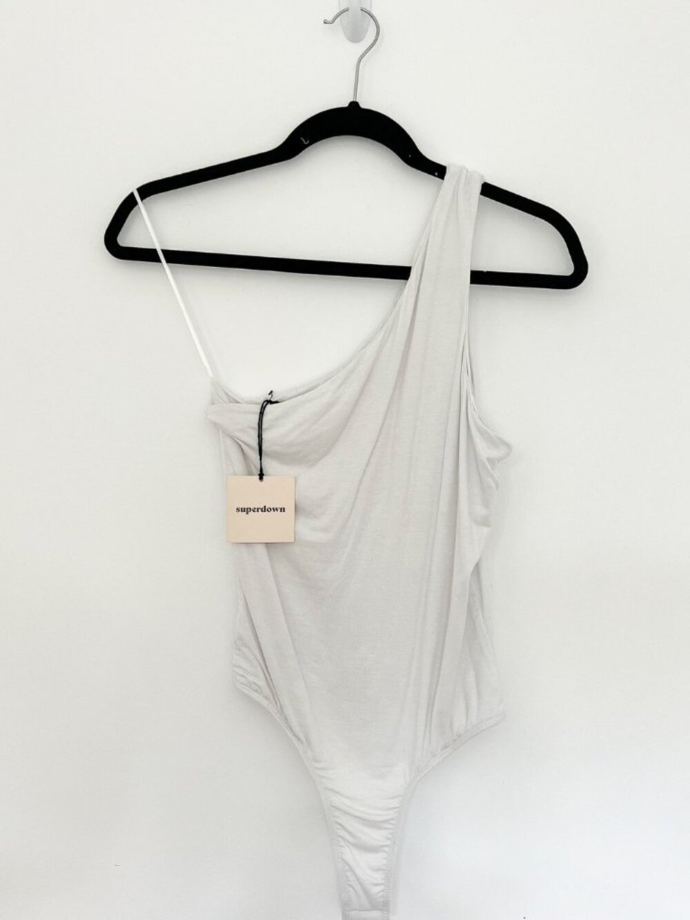 Superdown Draped One Shoulder Bodysuit White NWT